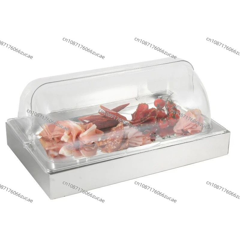 Stainless Steel Chilled Display Stand Ice Tray Transparent Fresh-keeping Cover Flip Display Dust Cover Buffet