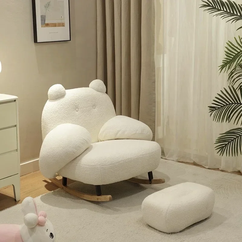 

l Nordic lovely small sofa single rocking chair cream wind lazy sofa simple balcony for bedroom girl favorite