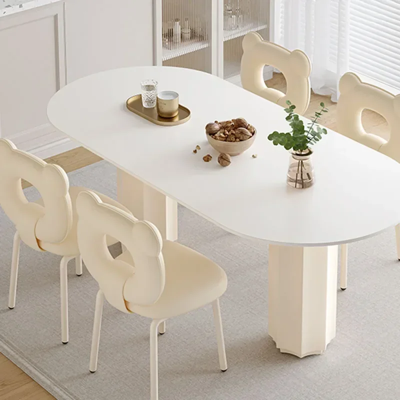 Designer Sweet Dining Table White Oval Salon Elegant Dining Table Modern Minimalist Kitchen Muebles De Cocina Hotel Furniture