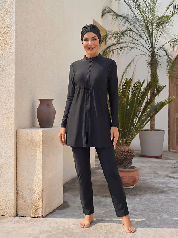 

3PCS/Set Islamic Bukini Women's Elegant Swimsuit Quick drying Non slip Long Sleeve Fully Covered Swimsuit