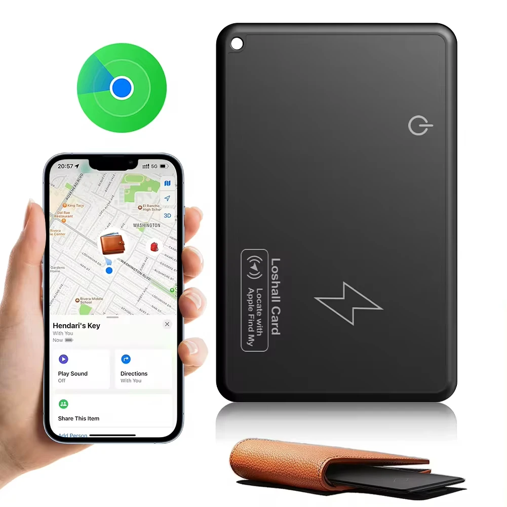 Wallet Tracking Card Intelligent Tracking for Apple IOS Find My App Compatible with Wireless Charging Waterproof Automatic Alarm