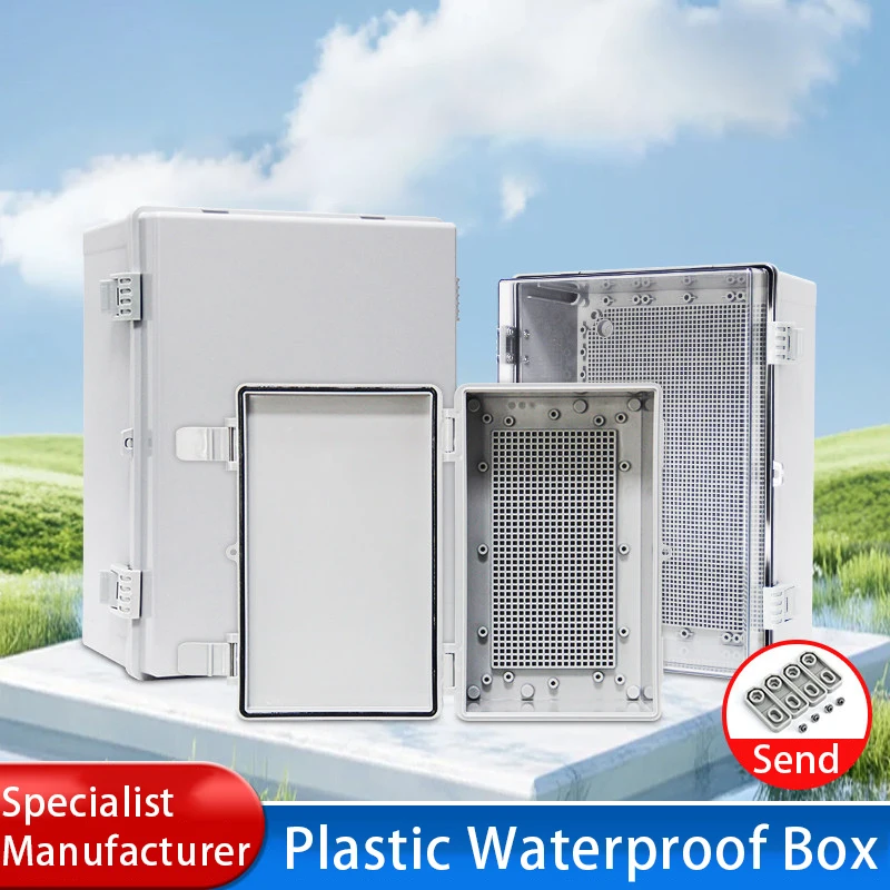 IP66 Waterproof Gray/Transparent Electronic Box - Outdoor Distribution Enclosure Case with Hinge for Instruments PC Plastic