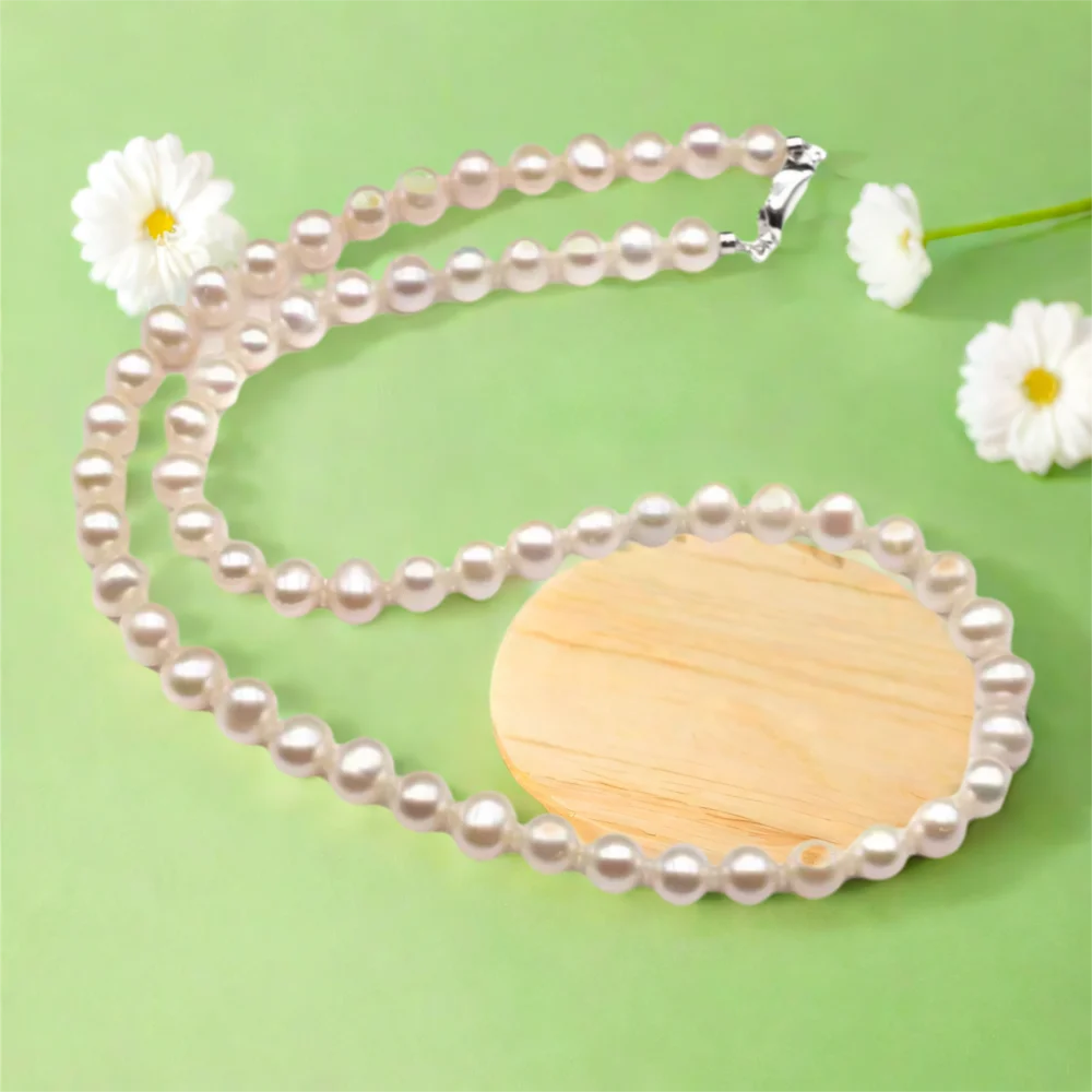 

Gloss Real Natural Freshwater Pearl Necklace Round Pearl Loose Spacer Beaded for Jewerly Necklace Bracelet Earrings 7-8mm