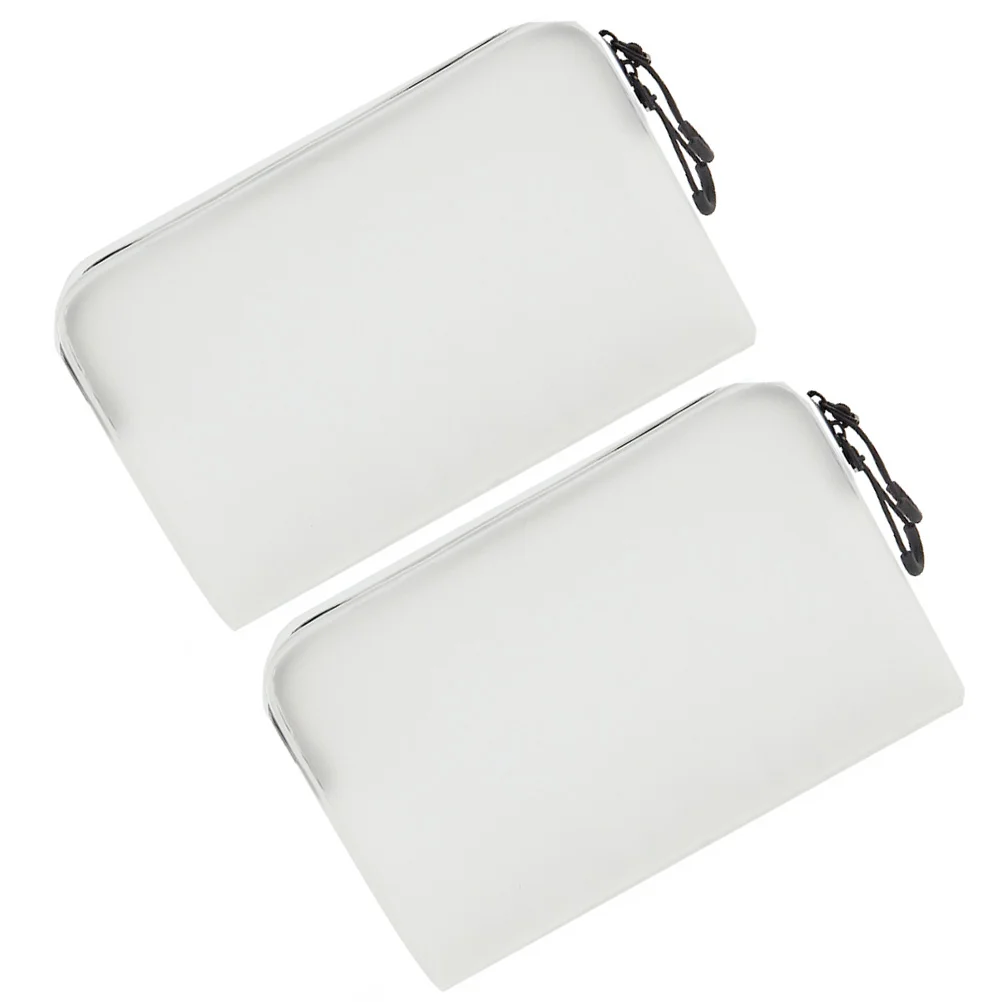 2 Pcs Soft Film Storage Bag Makeup Organizer Bags Travel Cosmetics Vanity High Capacity Zippered