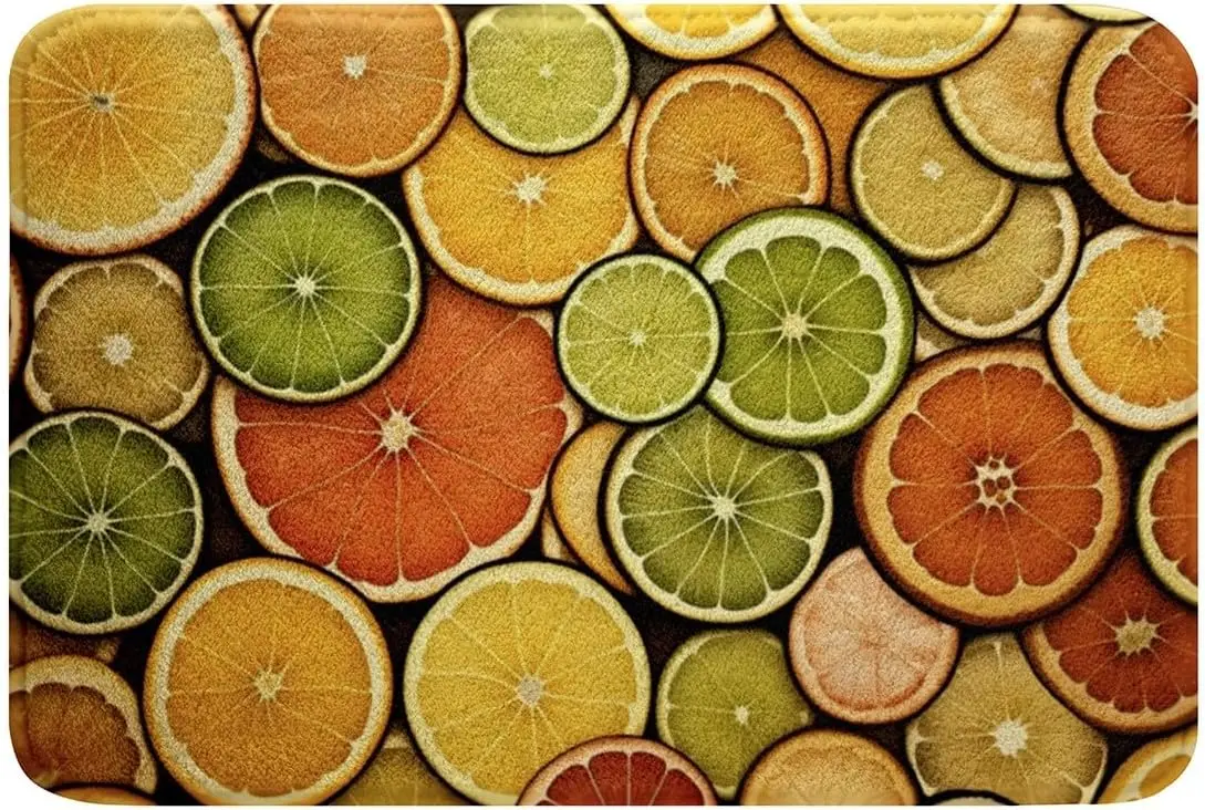 Orange Fruit Bathroom Rug,Summer Delicious Fruit Non Slip Bath Mat for Kids Boys Girls Teens Home Decor,Botanical Fruit Bath Ind - view 2