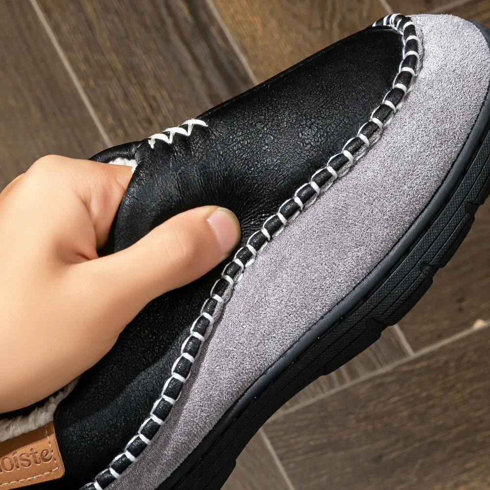 شباشب منزلية للرجال من إسفنج الذاكرة، أحذية داخلية مرقعة، شباشب شتوية دافئة من القطيفة غير قابلة للانزلاق مقاس كبير #5