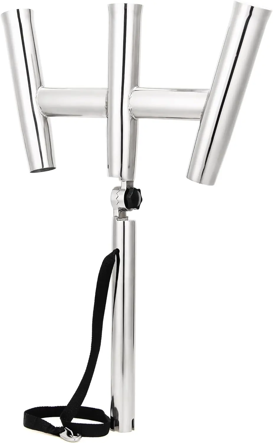 3 Tube Rod Holder-Stainless Steel Trident   Rod Holder Adjustable Silver Kite Fishing Mount 3-Rod Racks for Boat, Ship, Yacht