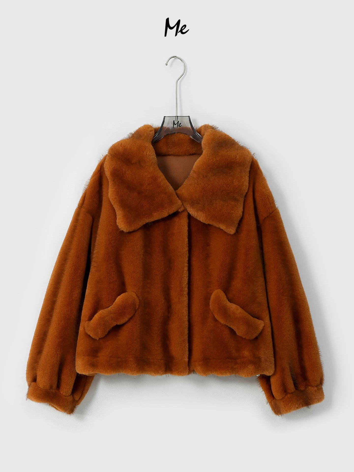 

Теплая модная куртка из искусственного меха высокой плотности ME【Baby Pumpkin】Термо-утепленная приталенная верхняя одежда MESA5858 из полиэфирного волокна