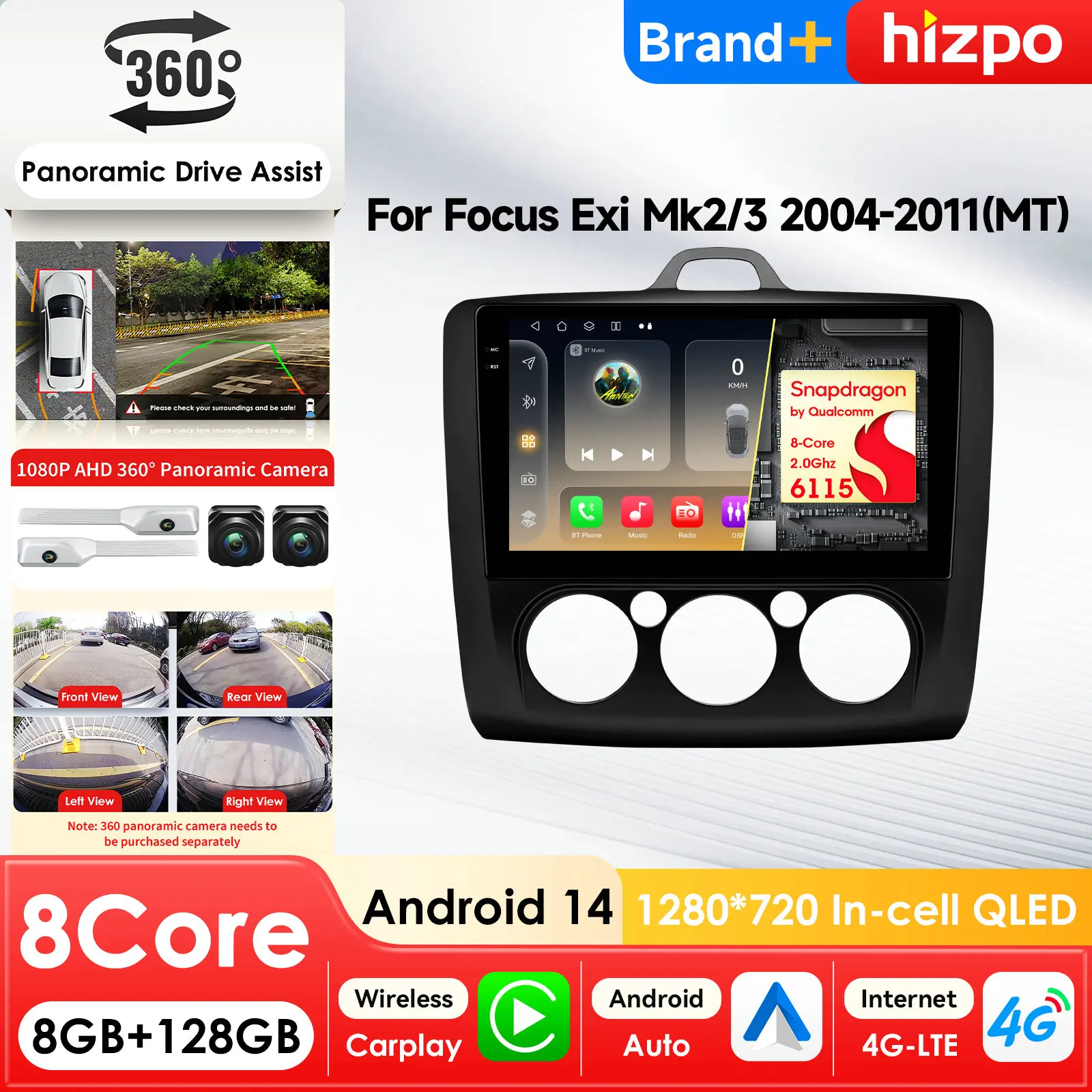 

Мультимедийный проигрыватель AURA AI с экраном 2K, 8-ядерный, для Ford Focus 3 Mk3 2004-2011, с GPS, CarPlay, автомагнитолой и камерой 360°