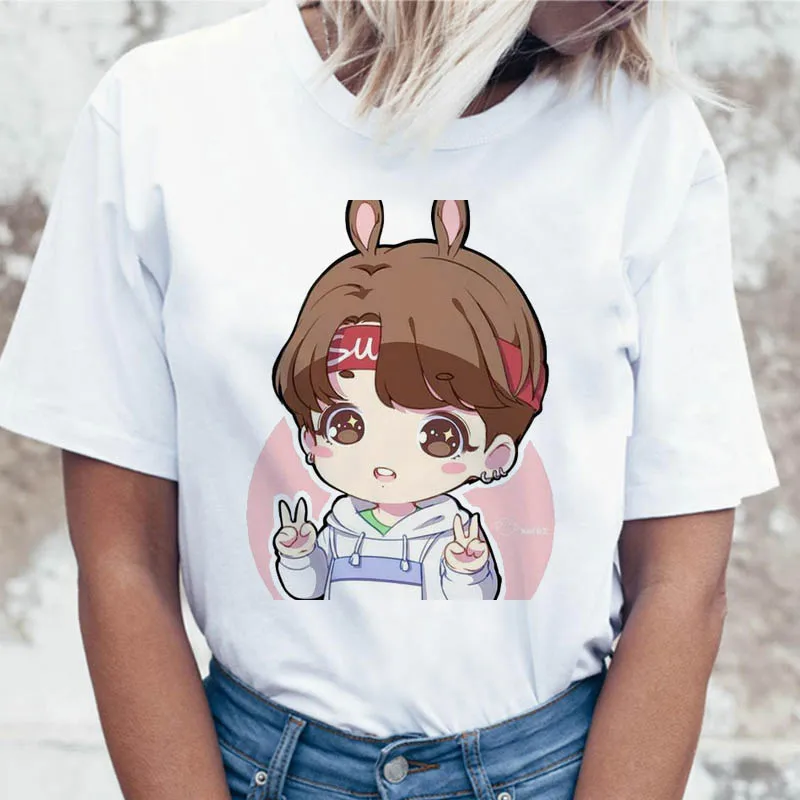 Kpop T Shirt JIN SUGA J HOPE Women JIMIN V JUNGKOOK Top Tshirt for K pop Korean Tees Funny Graphic Female T-shirt K-pop