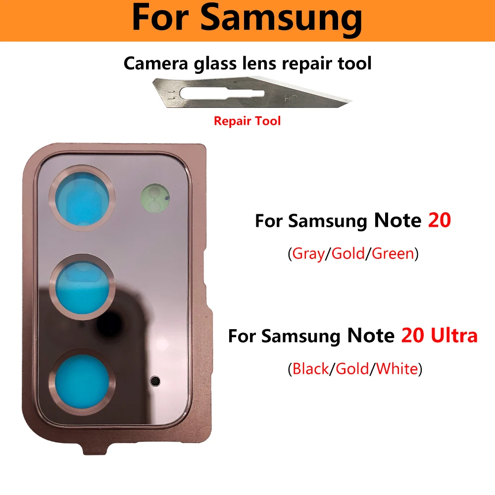 New For Samsung Note 20 Ultra Repair Housing Back Rear Camera Glass Lens With Cover Frame Holder with Sticker