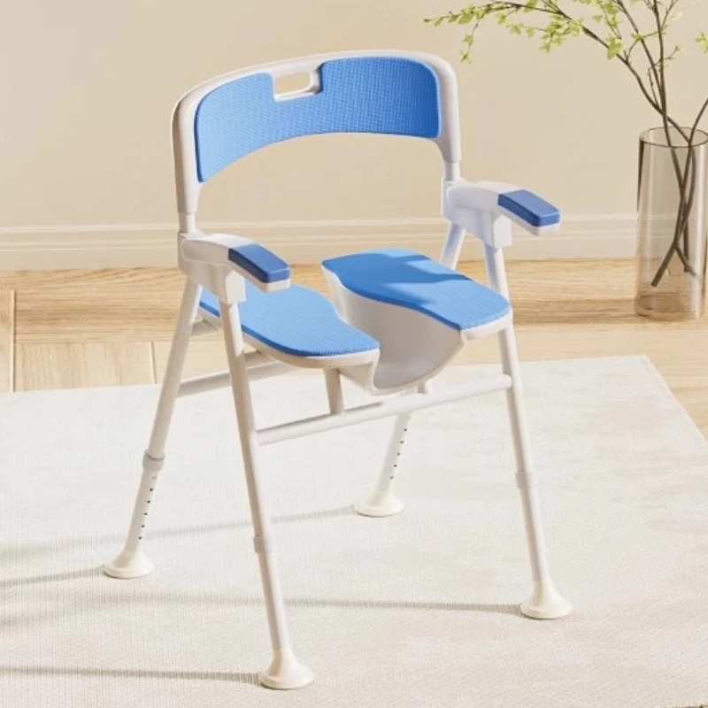‌One-Hand Fold 6Level Bath Seat 360lb Capacity Thick-Cushioned Shower Chair Flip Arms Anti-Tip Design‌ Armrest Can Be Flipped Up
