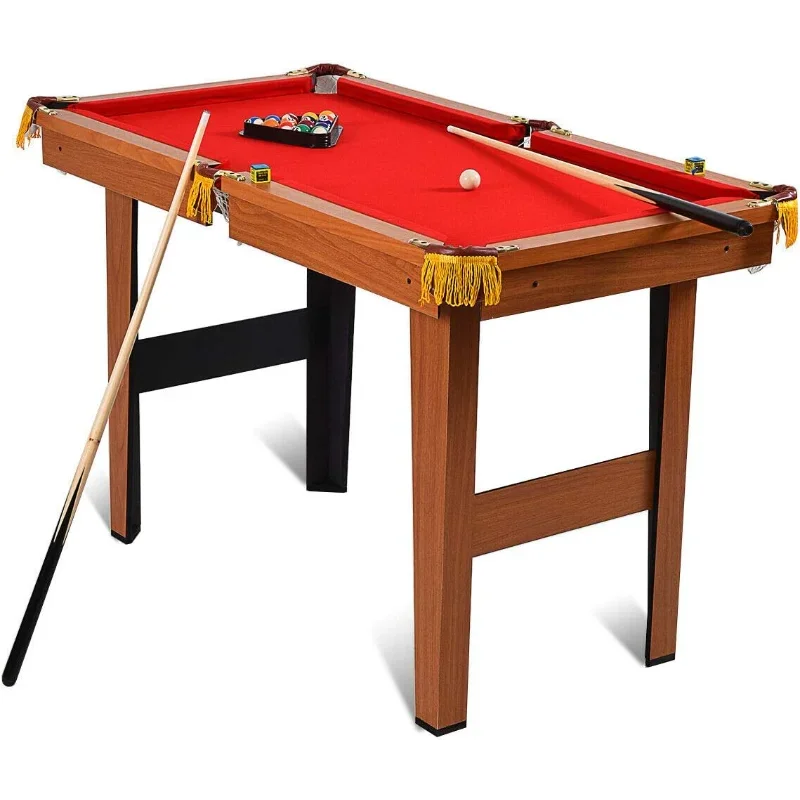 

Бильярдный стол Goplus 48 дюймов, деревянный бильярдный стол с 2 кий, 16 мячами, 2 мелами, треугольниками, кистью, компактным игровым столом для бассейна f