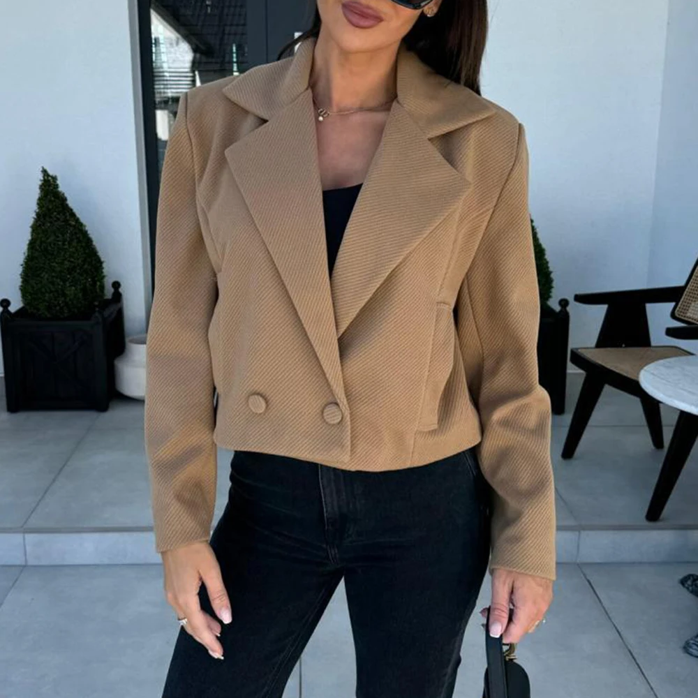 

Mia Muse Women's Lightweight Jackets Autumn Fashion Elegant Double Button Long Sleeve Lapel Office Lady Jackets