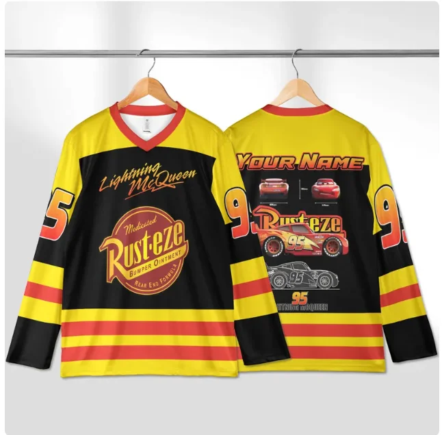 سيارات ديزني الجديدة لربيع وخريف 2026: رداء هوكي الجليد Rust Eze 95 للجنسين موضة رياضية بأكمام طويلة #1