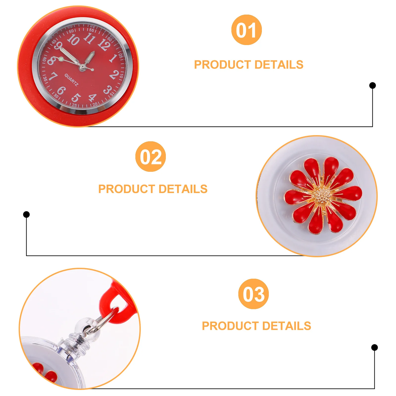 

1pc Chest Durable Alloy Clear Glass Retractable Clip Nurse Timepiece For Medical Staff Nursing Pocket Watch Nurse Fob Watch