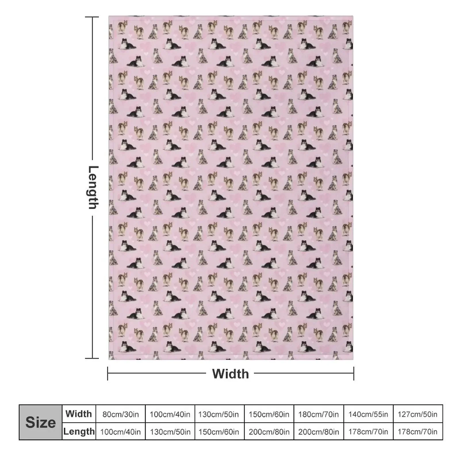 The Shetland Sheepdog Sheltie in Pink Throw Blanket Heavy Kid'S Flannel Blankets