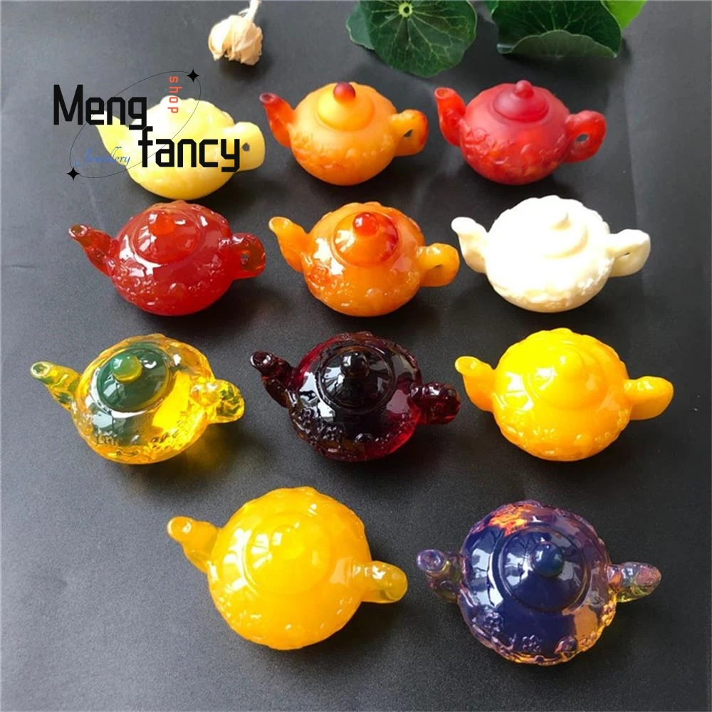 Natural Amber Beeswax  Handle Jugs Water Purification Blue Blood Perforation Chicken Oil Yellow Hand  Craft ornament
