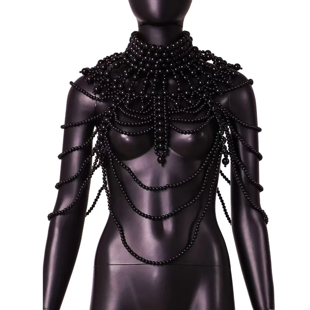 

Модное многослойное жемчужное ожерелье с имитацией жемчуга, преувеличенная длинная жемчужная шаль для невесты, сексуальная жемчужная цепочка для тела, вечерняя вечеринка