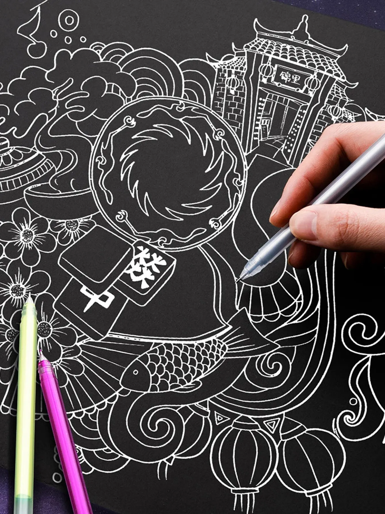 12-farbiger Nadel-Textmarker mit großer Kapazität, feine Spitze, 0,5 mm, Gelstift, Zeichnung, DIY, schwarzer Karton, Zeichnung, Markierung, Tagebuch, Kritzeln – Detail 7
