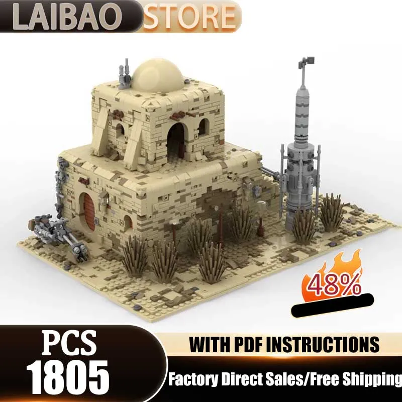 Popularny model domu z Tatooine z filmu o gwiazdach, klocki konstrukcyjne, technologia, słynna scena, model z klocków, zabawka, zestaw do samodzielnego montażu, prezenty