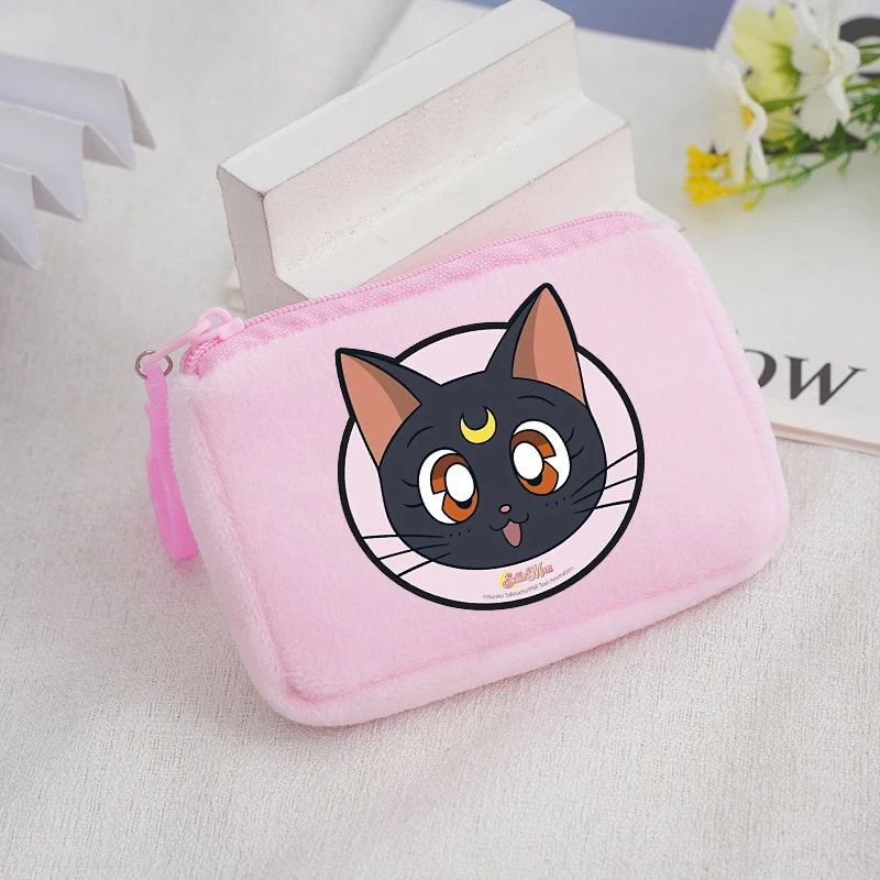 Sailor Moon Children Plush Coin Purse Wallet Boys Girls Mini Cartoon Anime Kawaii Storage Bag Handbag Kids Birthday Cute Gifts