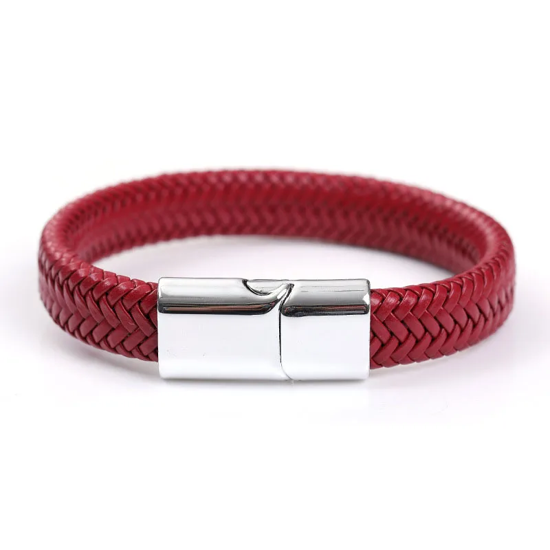 Magnetic Clasp Leather Braided Bracelet Bangle for Men Woven Bracelet Mens Hand Jewellery Leather Bracelet Homme Accessories