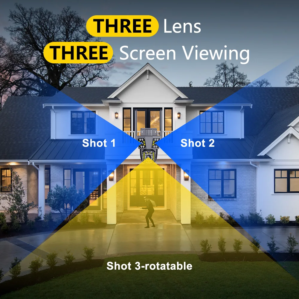 6MP 6K WiFi Outdoor Camera 8X Zoom tre lenti triplo schermo Auto Tracking PTZ Video Security Protection telecamera impermeabile