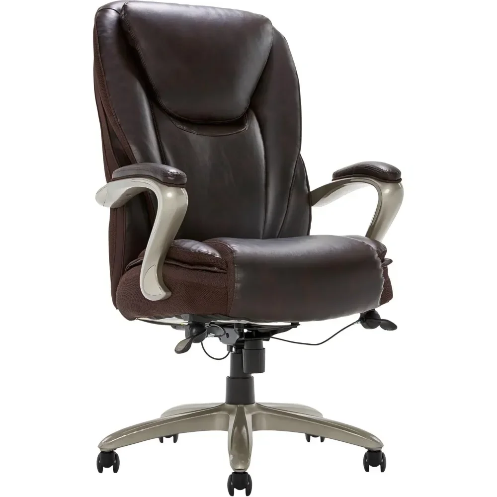 Big & Tall Ergonomic Bonded Leather High-Back Office Chair, Roasted Chestnut/Satin Nickel