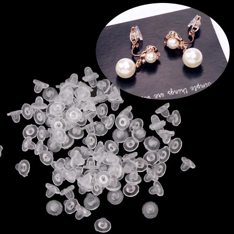 100 Pieces Transparent Earrings Cushion Earrings Clip Cushion Plastic Earrings Cushion Suitable for Clip Earrings