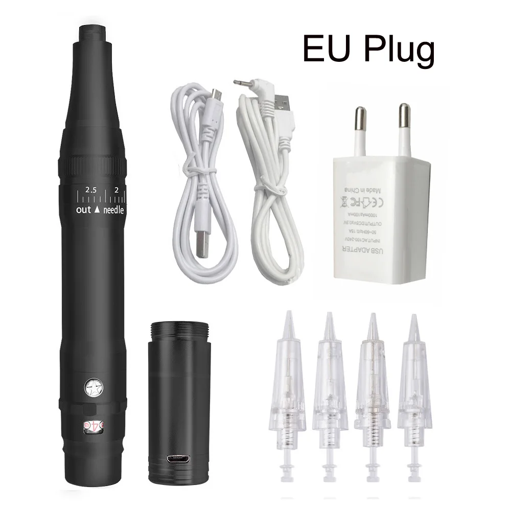 Zwart/Rose Goud Draadloze Pmu Dermographis Permanente Make-Up Lip Wenkbrauwen Tattoo Machine