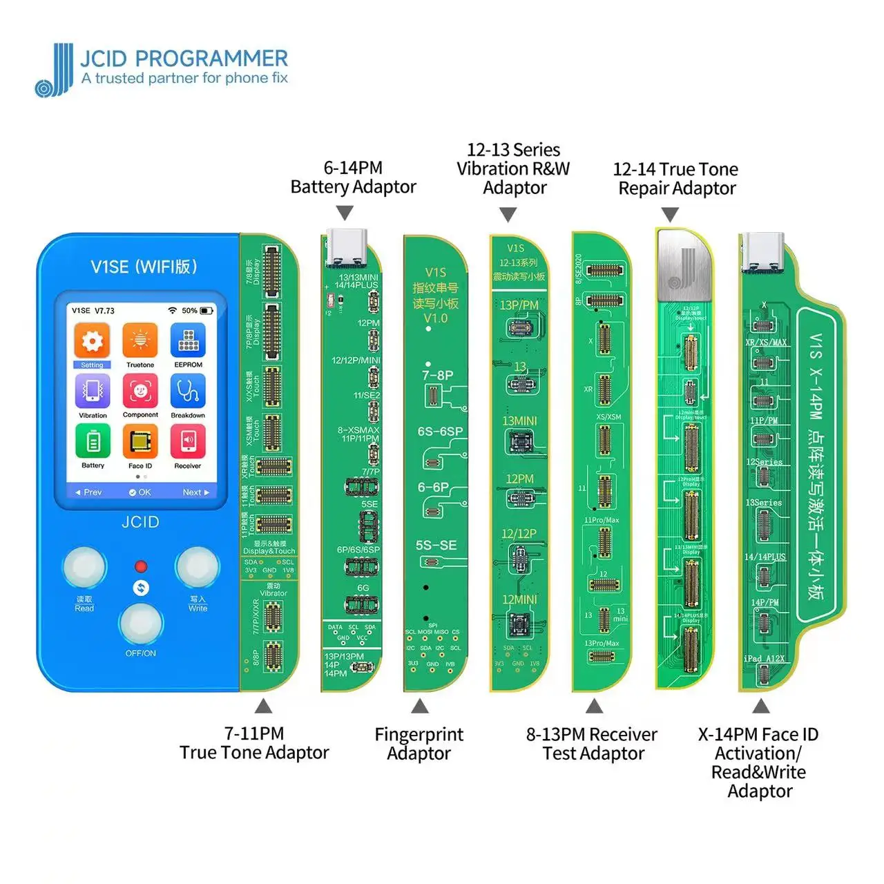 JC V1SE Phone Ture Tone Repair Programmer for iPhone 7-15 Pro Max Photosensitive Original Color Repair TrueTone Restore Board