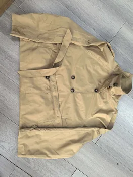 Belted Waist Cropped Trench Jackets Women Double Breasted Stand Collar Coats 2025 Autumn Chic Casual Vintage Jacket Women Cloth 5