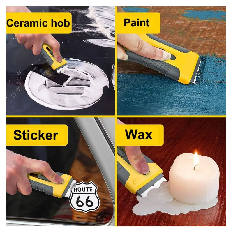 Car Window Glass Film Tool Clean Razor Scraper Ceramic Razor Plastic Blade Vinyl Wrap Glue Squeegee Remover Cleaner Yellow Blue