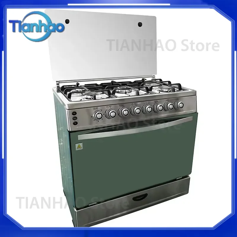 for Stainless Steel 5 Burner Gas Stove Freestanding Gas Cooktop with Oven Kitchen Cooking Range Household Appliance