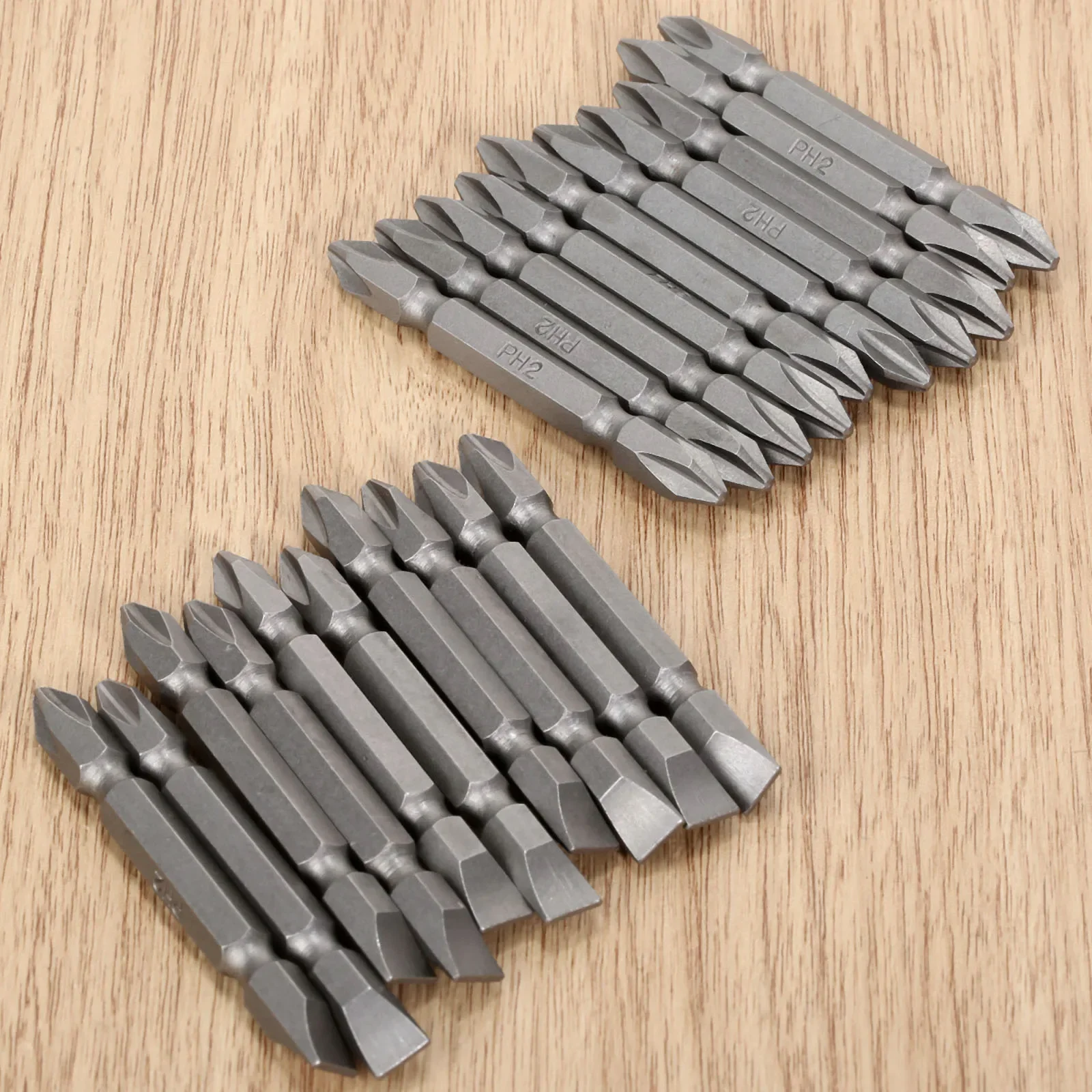 10Pcs 65mm PH2 Magnetic Phillips Double End Screwdriver Bit 1/4\