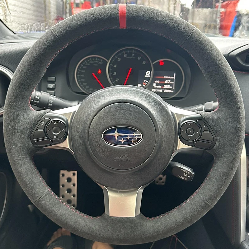 

For Toyota 86(GT86) Subaru BRZ 2016-2020 Hand-stitched Wear resistant suede non-slip car Steering Wheel Cover