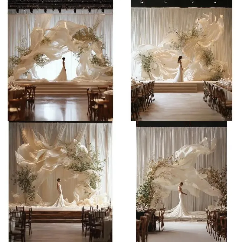 Customized Giant Organza Art Installation for Wedding Background Event Party Hanging Photo Prop Decoration