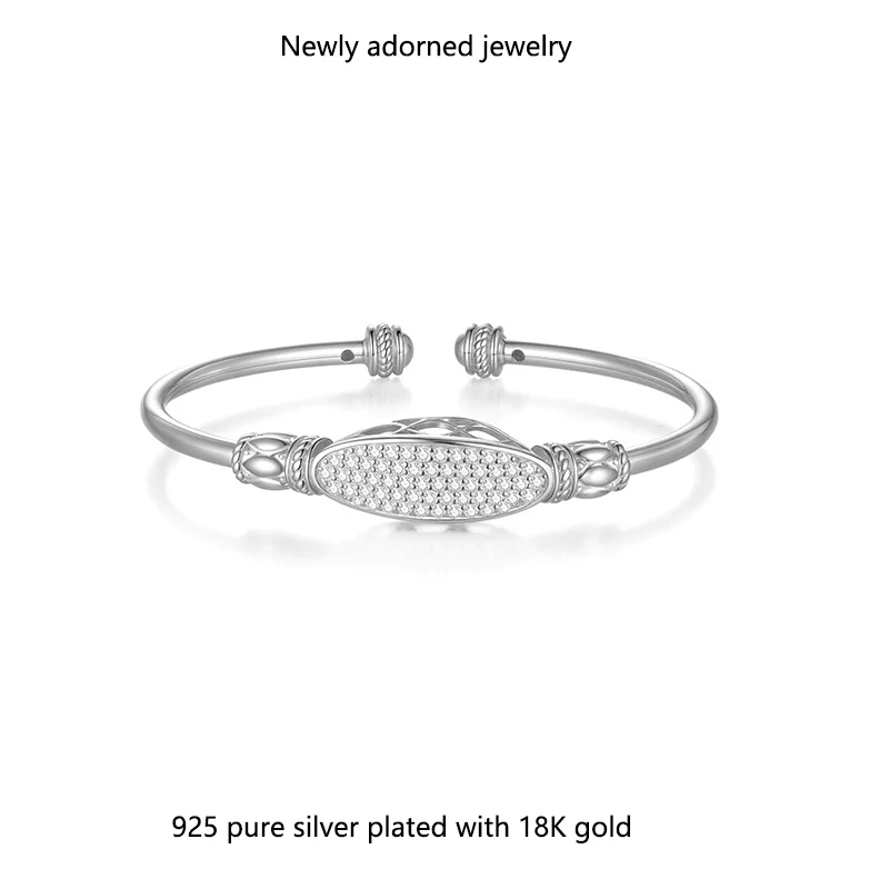 

New European and American style diamond-studded morganite bracelet, 1.5/1.3mm thickness, popular among influencers, direct cross