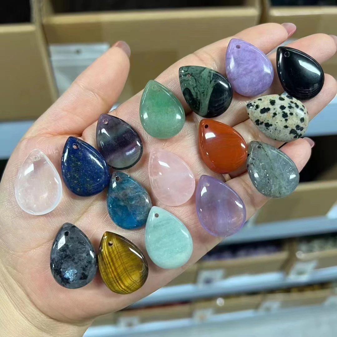 Natural Stone Crystal Pendant Teardrop Fashion Necklace For Diy Necklace Earrings Making Jewelry Christmas Friendship Gift