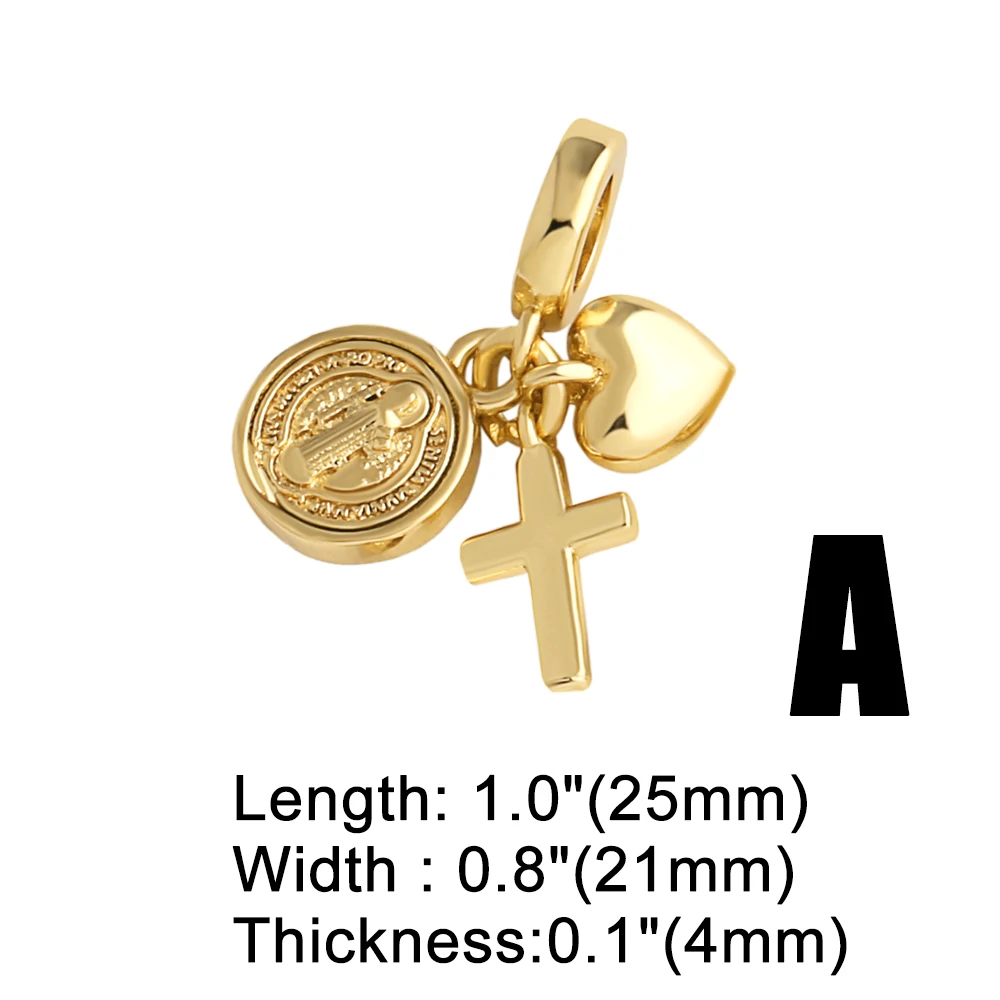 OCESRIO White Crystal Virgin Mary Medal Pendant for Necklace Copper Gold Plated Cross Anchor Jewelry Making Component pdta176 view 5