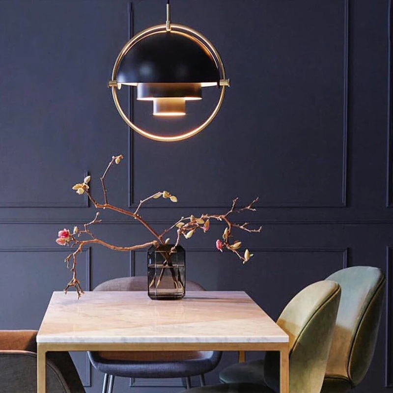 Danish Designer Led Pendant Light Gold Deformable Iron Hanging Lamp for Dining Room Kitchen light Home Decor Lighting Fixtures