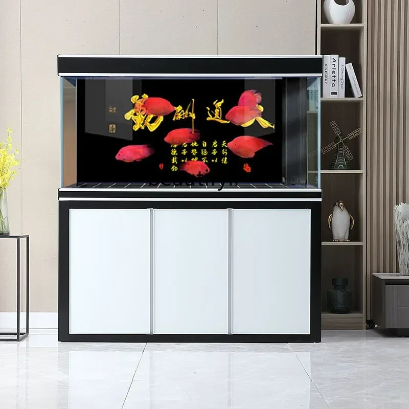 Fish Tank Large Bottom Filter Living Room Home Golden Dragon Fish Tank Super White Glass Floor Screen Landscape Tank