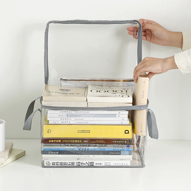 Foldable Book Box Student Dormitory Classroom Book Organizer Transparent Waterproof Household Book Organizing Storage Box