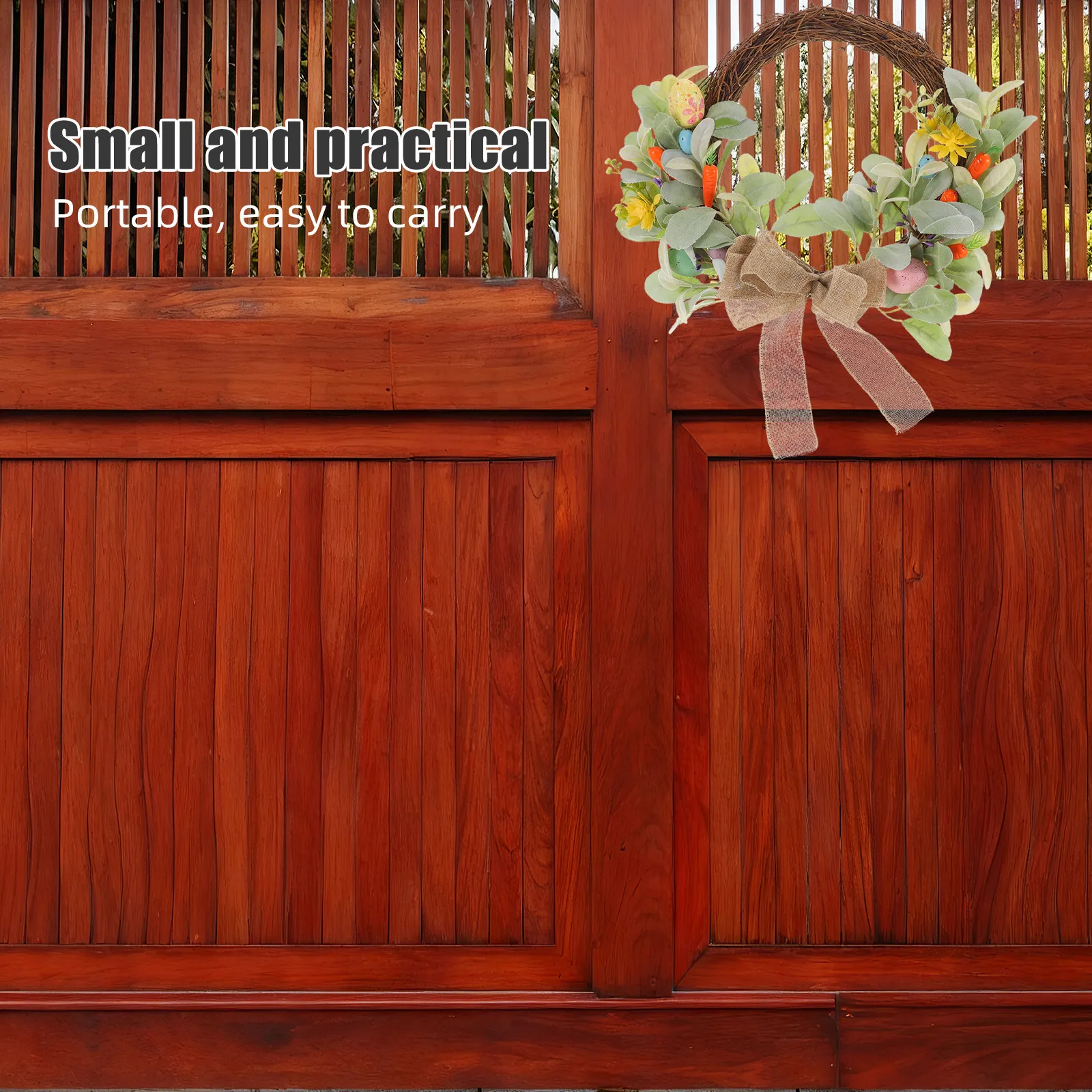 Easter Wreath for Front Door Artificial Garland Colored Eggs Bowknot Handwoven Spring Flower Indoor Outdoor Decor Festival