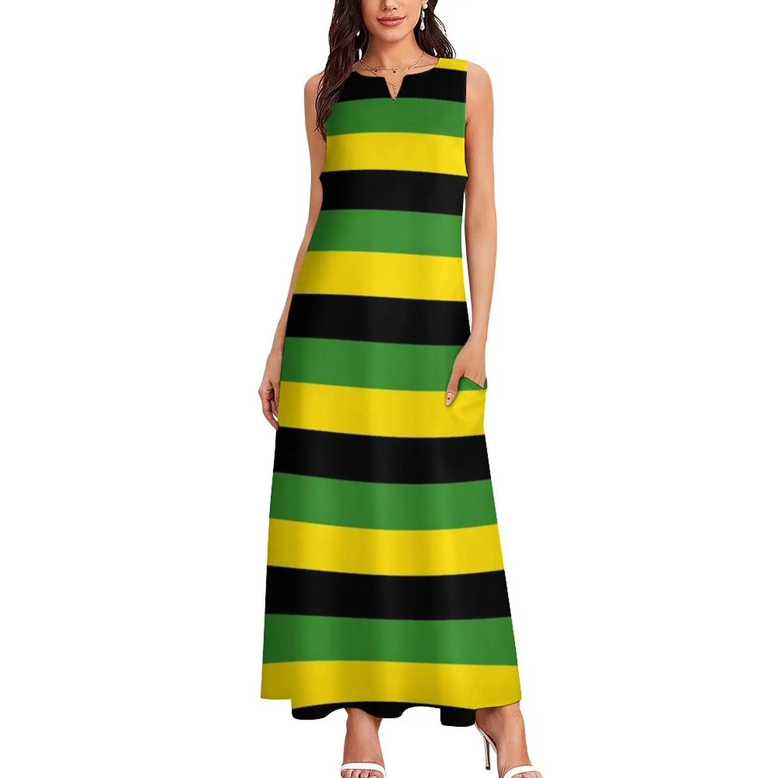 Jamaica flag stripes Long Dress Women's summer suit Dresses women's clothing trend 2025