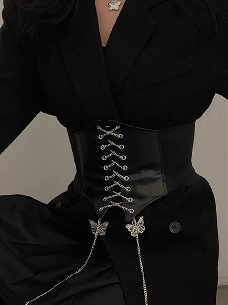 Wide Elastic Body Corset Belt Slimming Waistband Y2k Goth Punk Harness Women's Skirts Accessories Trend 2024 Dresses Aesthetic