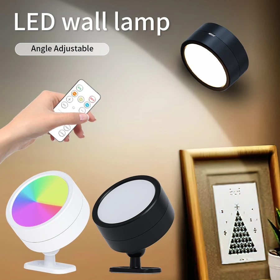

LED Magnetic Wall Sconce Light with Remote Control Dimmable Rechargeable Lamp 360° Rotation Cordless Wall Mount Lamp for Bedroom