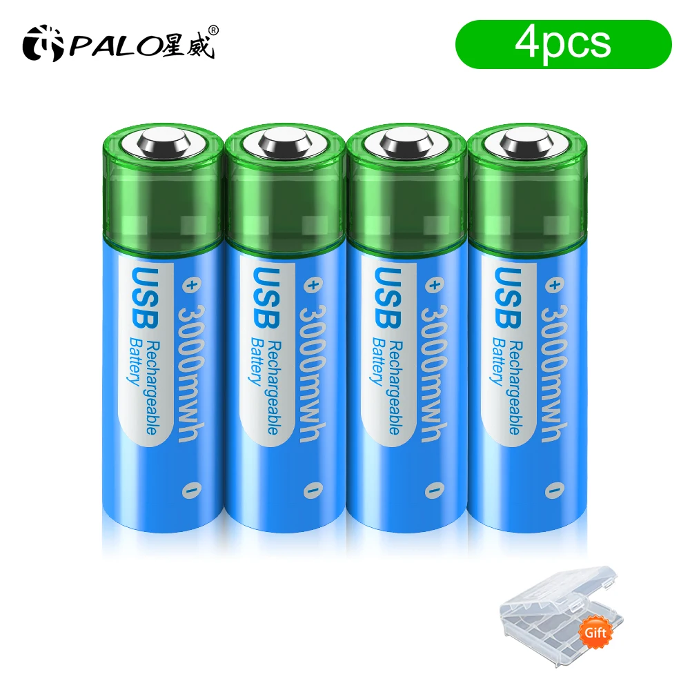 PALO 100% Capacity 1.5V AA Li-Ion AA Rechargeable Battery USB AA Rechargeable Lithium ion Batteries AA Cell For Keyboard Mouse