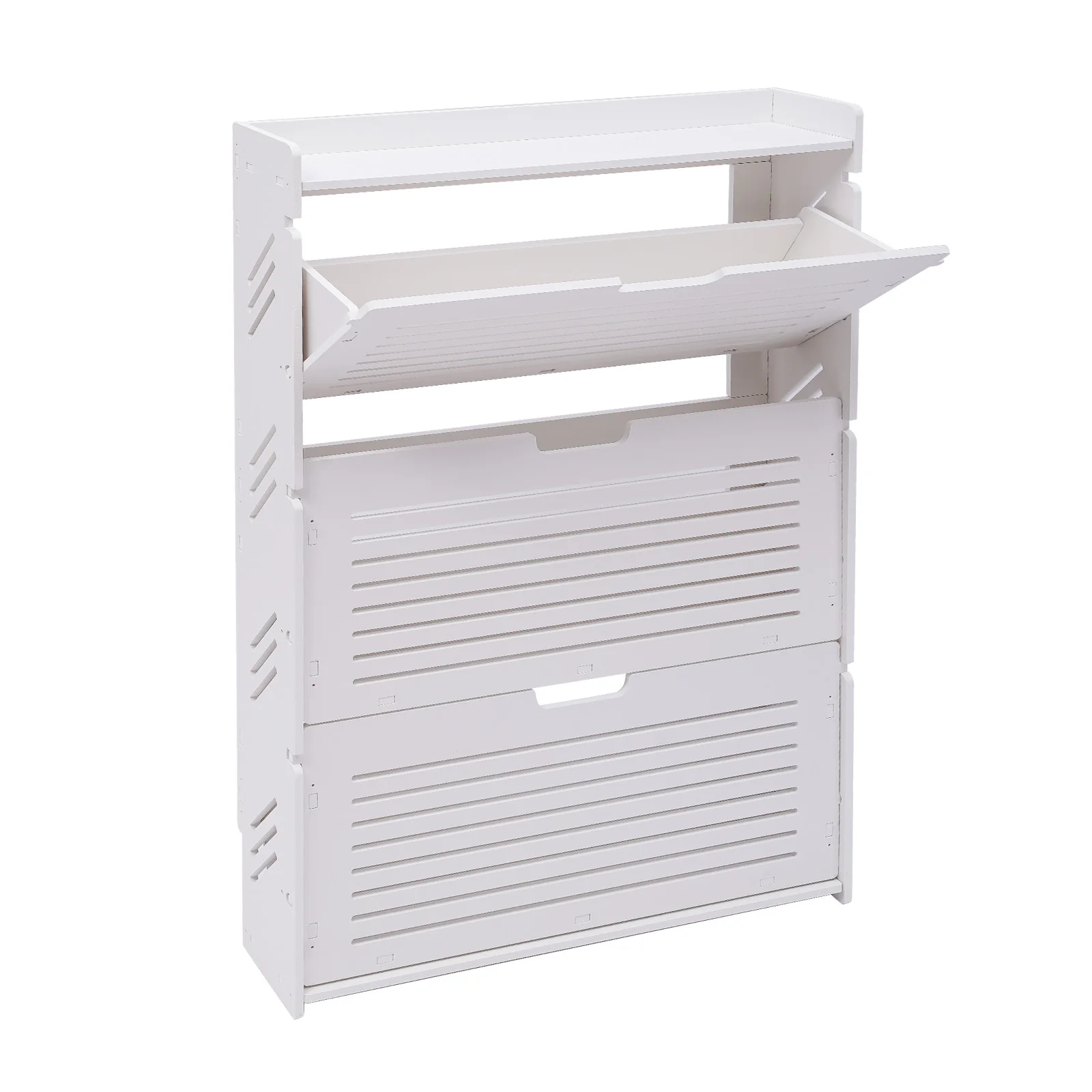 Modern Shoe Storage Cabinet, White Tipping Shoe Cabinet, Shoe Rack Cabinet for Entryway, Ultra-Thin Shoe Cabinet, 3-Layer Shoe